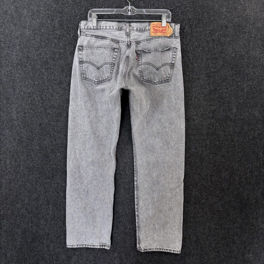 Levis 501 Jeans Men's 32x29 Gray Light Wash Button Fly Straight Leg Denim Pants - Picture 4 of 12